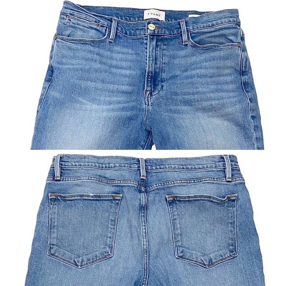 Frame Denim Le High Straight Raw Edge Side Slit in Imogen Dip Size 31 LHSTRAS204 - Picture 4 of 11